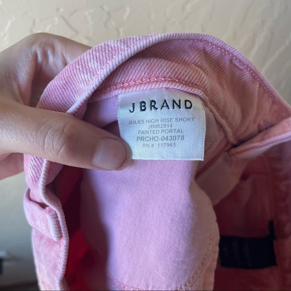 J BRAND 'jules' Paint Strokes Frayed Hem Denim Shorts In Pink - Picture 8 of 9